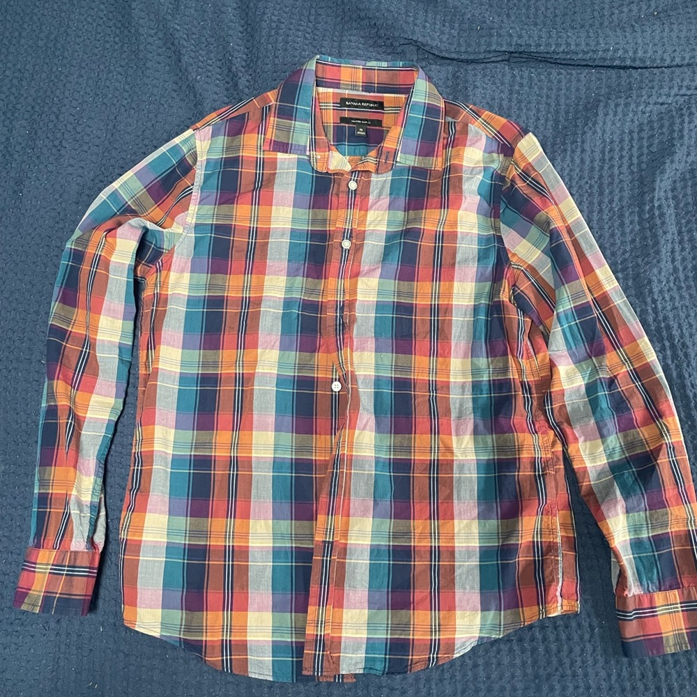 Banana Republic Colorful Plaid Button Down Shirt
